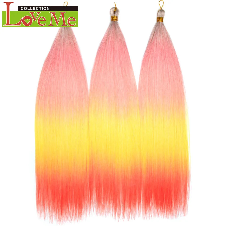 LOVE ME 28 inches 300g/3pcs Straight Hair Bundles Crochet Hair Synthetic Braiding Hair Ombre Rainbow Braids Hair Extensions