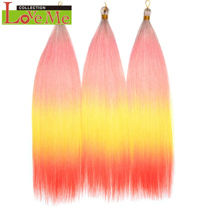 LOVE ME 28 inches 300g/3pcs Straight Hair Bundles Crochet Hair Synthetic Braiding Hair Ombre Rainbow Braids Hair Extensions