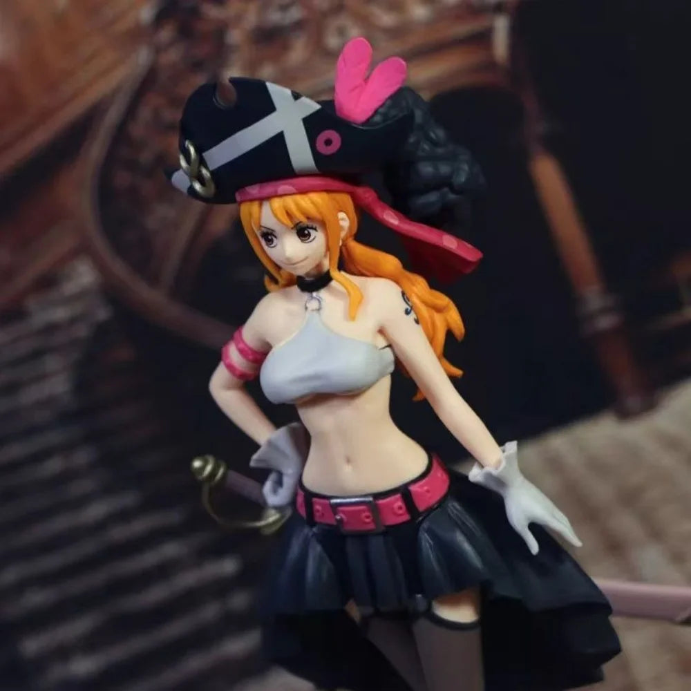 20CM Anime Nami Black Clothes Action Figure ONE PIECE FILM RED Dress Up Figurine PVC Collectible Model Toy Kid Gift