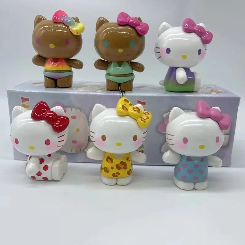Kt Cat Summer Rainbow Candy Series Blind Box Mini Action Figure Cute Desktop Decor Display Collectible Toys Kids Festival Gifts