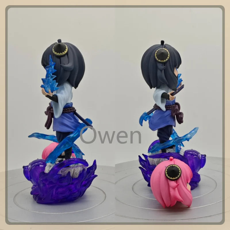 Anya Forger Cosplay Itachi & Sasuke Figure Spy X Family Naruto PVC Action Statue Standing Dual Head Swap Cute Collectible Models