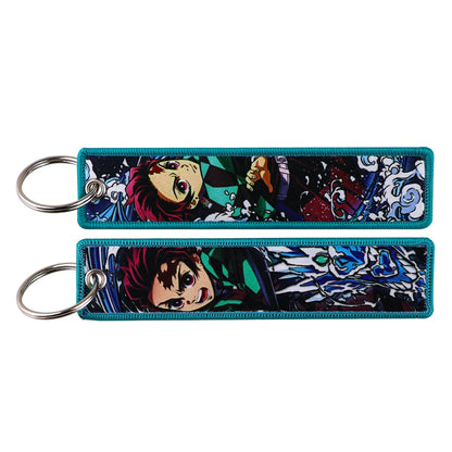 Cool Man Embroidery Key Fobs Keychains for Women Anime Key Tags Keyring Accessories Toys Gift