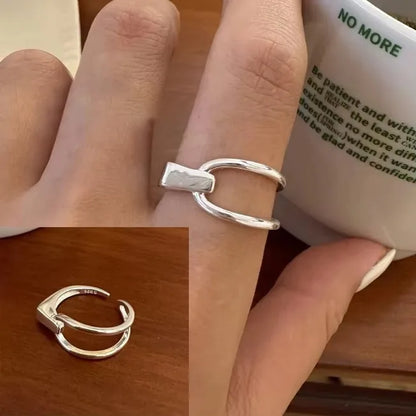 PANJBJ 925 Sterling Silver Geometry Crystal Ring For Women Ellipse Exaggerated Punk Water Drop Open Jewelry Gift Dropshipping