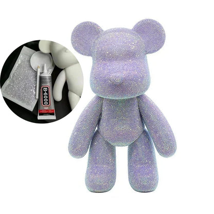 DIY Self-Adhesive Crystal Bear Figure Rhinestone Diamond Glitter Applique Bear Figurine Doll Toy Decoration Desk Accessories