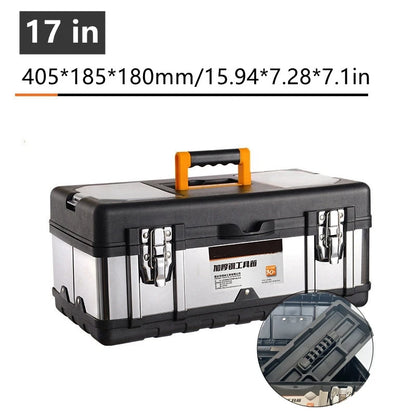 Household Portable Stainless Steel Tool Box Storage Box Industrial Grade Empty Large Toolbox Suitcase Metal Tool Organizer Box