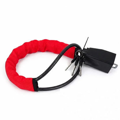 Universal Anti Theft Protection Device Car Steering Wheel Lock with Seat Belt Socket Steel Rope for Truck SUV Van RV with Keys