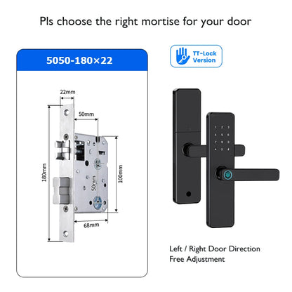 Bluetooth TTLock App Fingerprint Door Lock Code Card Key Touch Screen Smart Door Lock Security Digital Electronic Lock For Home