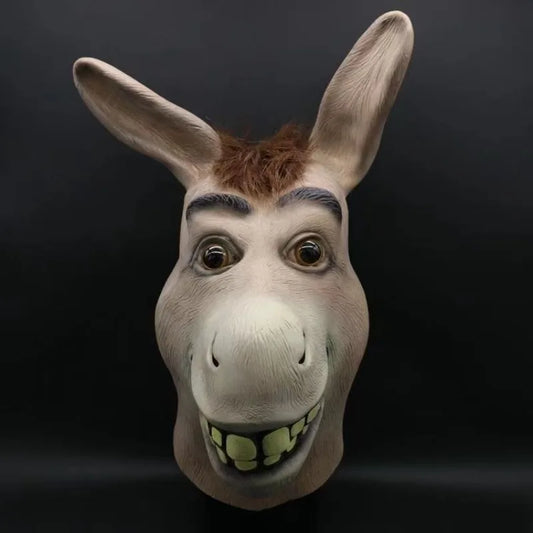 Funny Donkey Mask Masquerade Props Donkey Head Animals Masks Halloween Horror Ghost Latex Hood Adults Cosplay Costume Headgear