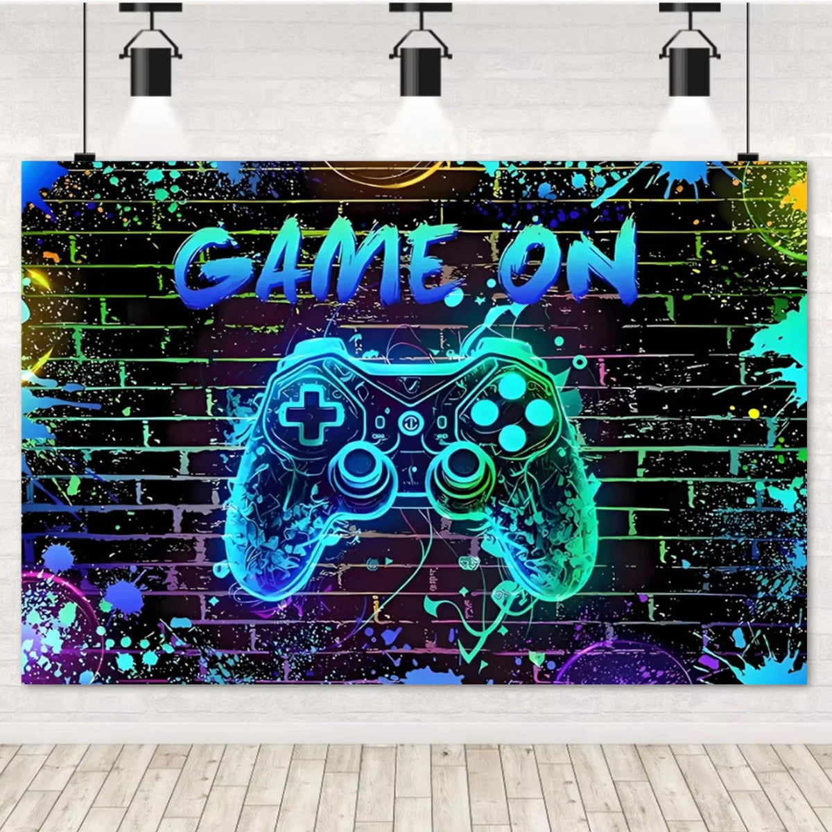 Game On Theme Video Gamer Kids Birthday Party Neon Green Gaming Next Level Up Background Baby Shower Decoration Supplies Props