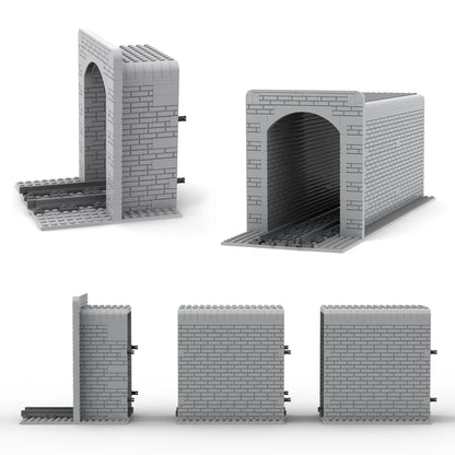 Creative Train Track Tunnel Building Blocks MOC City Tunnel Entrance and Exit Simulation Rockery Cave Scene Toy Gifts