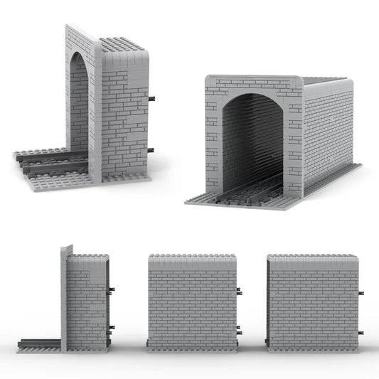 Creative Train Track Tunnel Building Blocks MOC City Tunnel Entrance and Exit Simulation Rockery Cave Scene Toy Gifts