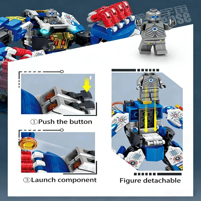Boys' Educational Mecha Building Blocks Set - Small Particle Plug-in Assembly Toys, Compatible Design