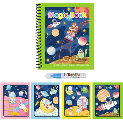 Magic Water Coloring Book With Refillable Water Pen Montessori Coloring Books Early Education and Learning Puzzle Drawing Toys