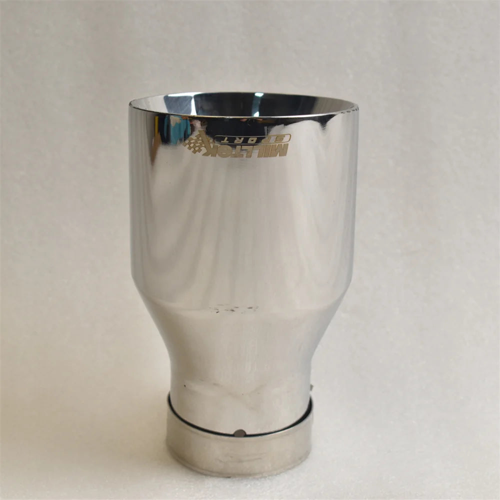 MILLTEK SPORT 304 Stainless Steel Exhaust Tip 2.5 Inch Inlet 4 Inch Outlet 6.9 Inch Long Slant Mount Tailpipe Nozzle