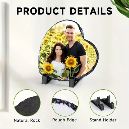 1 Pc Personalized Sublimation Slate Blank-Rectangular Heat Transfer Photo Frame with Display Stand & Heat Tape for DIY Projects