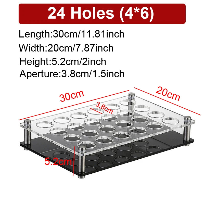 Acrylic Shot Glass Display Stand 6/12/24 Holes Wine Glass Cup Holder Party and Bar Tray Cups Shot Glass Storage Rack