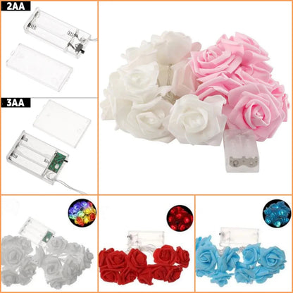 Red Pink Warm Blue RGB Rose Flower LED String Fairy Light Wedding Christmas Party Decoration 5V USB/Battery Power 1.5m 3m 6m 10m