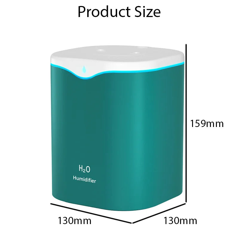 2000ML Large Capacity USB Air Humidifier With Double Spray Port Essential Oil Aromatherapy Cool Mist Maker For Home Office