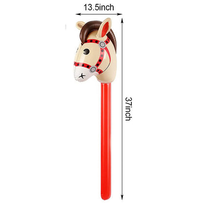 2Pcs Inflatable Horsehead Stick Balloon Cowboy Cowgirl Farm Animal Theme Kids Birthday Party Decoration Fun Creative Play Toy