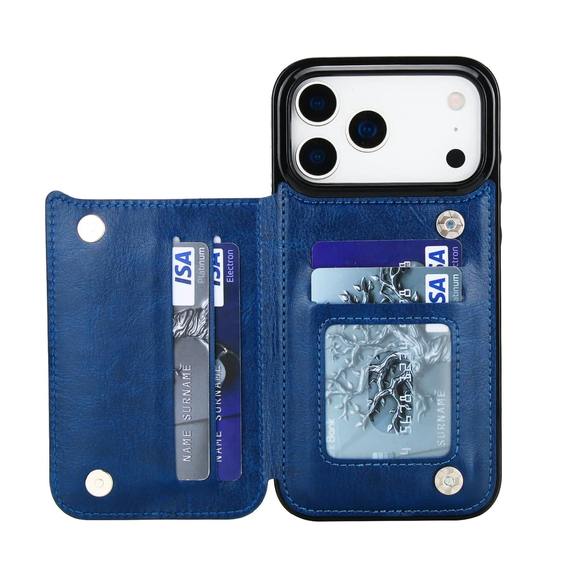 For iPhone 18 Pro/17 Pro Max/17eAir Wallet Case With Card Holder,PU Faux Leather Kickstand Card Slots Case,Double Magnetic Clasp