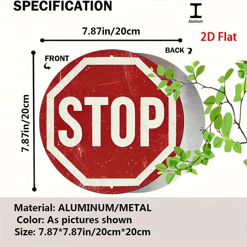 Vintage Distressed Stop Sign 2D Flat High Definition Metal Wall Art Sign Rustic Embossed Iron Painting Classic Road Traffic Warn
