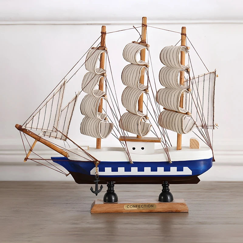 Creative Wooden LED Sailboat Sailing Boat Vessel Model Home Decor Mediterranean Style Home Decoration Decor Accessories Gift