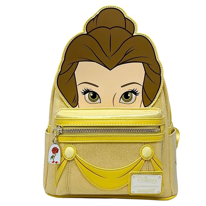 New Loungefly Beauty and The Beast Belle Stained Glass Portrait Mini Backpack Wallet
