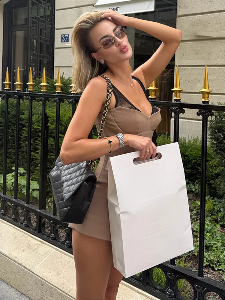 Sexy Lace Patchwork Pleated Vest Skirt Women Set Chic Sling Crop Top Hip Package Skirts 2026 Summer Beach Lady Outfit Suit New