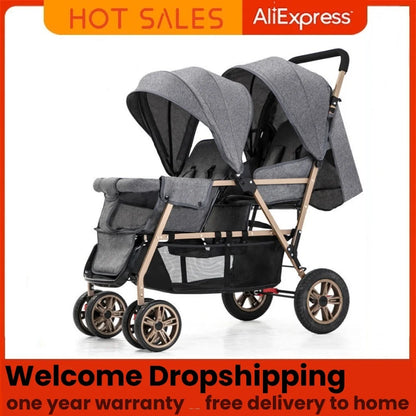Top Selling lightweight twin baby stroller, poussette double baby stroller can sit and lie down,high quality stroller for 0-36m
