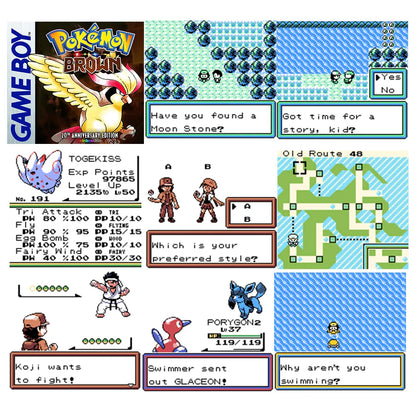 USA English Rom Hack Pokémon Brown 6.0.1.Console Card Game Cartridge for GBC