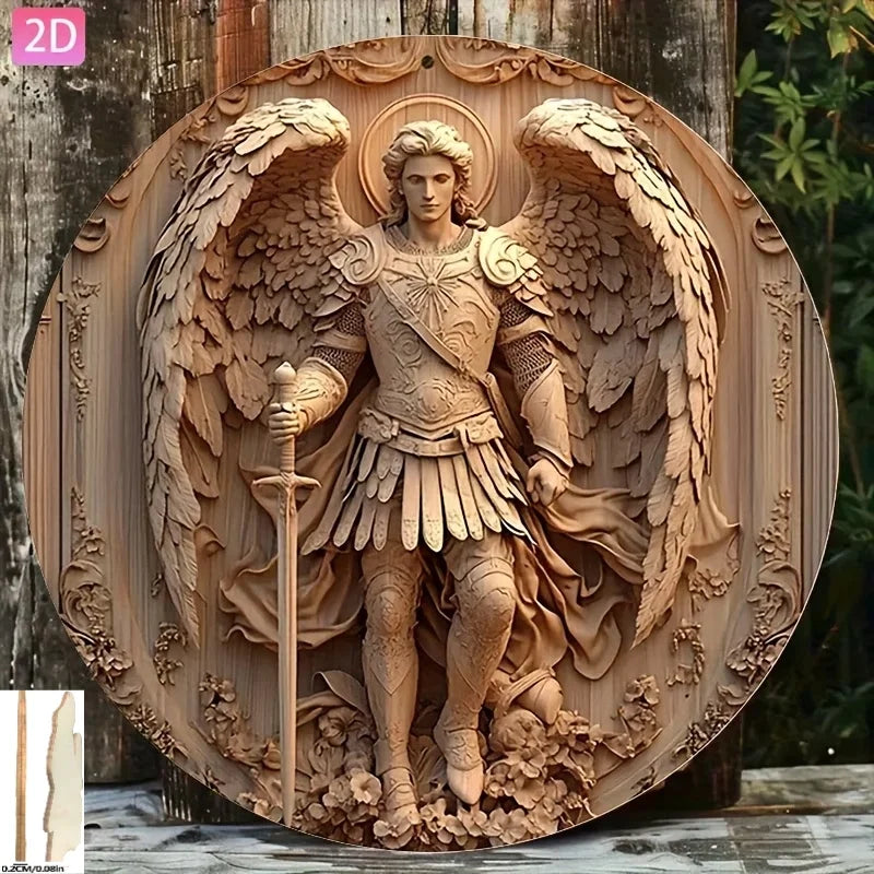 CIFBUY Retro Vintage Archangel Michael Aluminum Wall Art Weatherproof Durable Alloy Decor for Home Kitchen Cafe Prayer