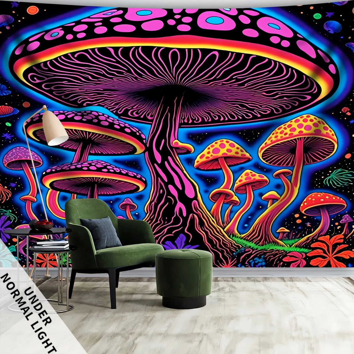 VIKAMA Psychedelic Mushroom Tapestry Art Decor Ambient Party Dorm Backdrop Living Room Feature Wall Room Decoration