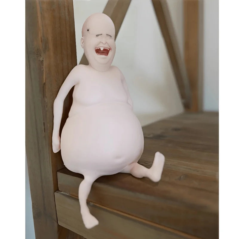 Funny Belly Doll - with Expressive Eyes & Fluffy Ears Easy-Clean Silicone Material for Adult Party Decor, Quirky Home Decoration