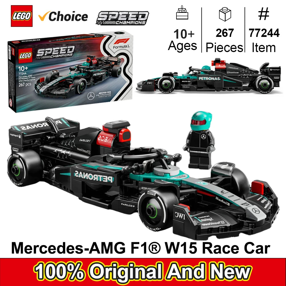 LEGO 77244 Speed Champions Mercedes-AMG F1 W15 Race Car Toy Building Set for Kids Toy Car for F1 Fans - Gift Idea for Birthday