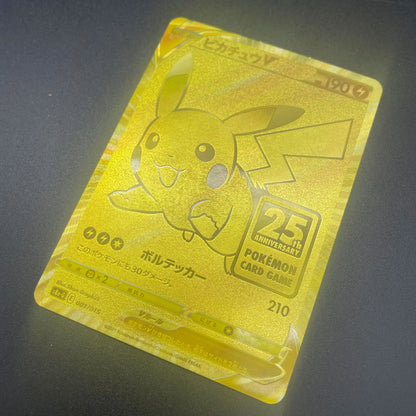 1pcs DIY Japanese Version TCG 25th ANNIVERSARY PTCG CARD GAME Self-made Gold Edition Pichu V Texture Finish Collection Card