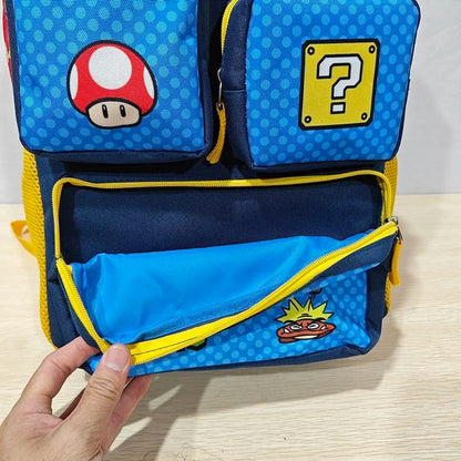 Cartoon Mario Backpack Cute Kids Large-Capacity Schoolbag Travel Multi Pocket Storage Student Birthday Gifts