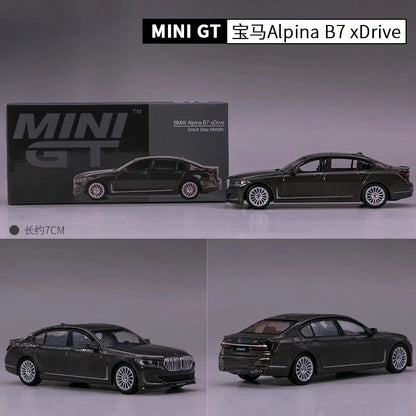 1:64 Alpina B7 Metal grey #619 M3 #314 alloy die casting simulation car model, boys' toys,children's holiday birthday gifts