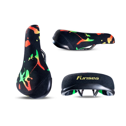 Funsea Bicycle Saddle Stunt Wheelie Bike Seat Silicon Printing Rasta Cycling Flannelette With Super Strong 8mm Steel Rail Rasta