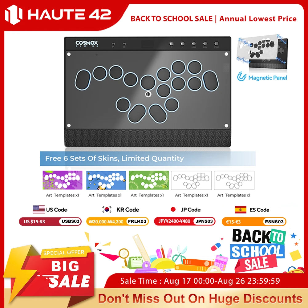 Haute42 Magnetic Stickless Arcade Controller Keyboard C16-S Hitbox Leverless Controller For PC/PS4/PS5/Switch Fight Stick Hitbox