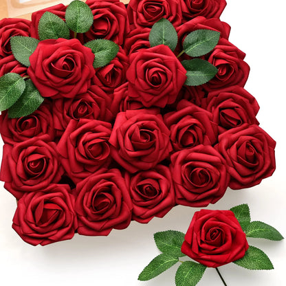 10~100pcs Rose Artificial Flowers Foam Fake Roses Wedding Bouquets Centerpieces Mothers Day Valentines Gifts Party Decoration