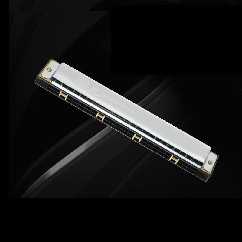 Guoguang 24-Hole 28-Hole Polyphonic Harmonica in C Key for Adults, Beginners, and Students, Entry-Level Performance Instrument, Commemorative Harmonica, Wide-Range Harmonica