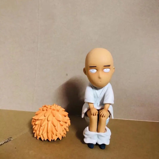 One Punch-Man Saitama Wc Bad Taste Ver. Pvc Action Figure  Funny Wig Toilet Collect Ornament Model Desktop Decoration Toy Gift