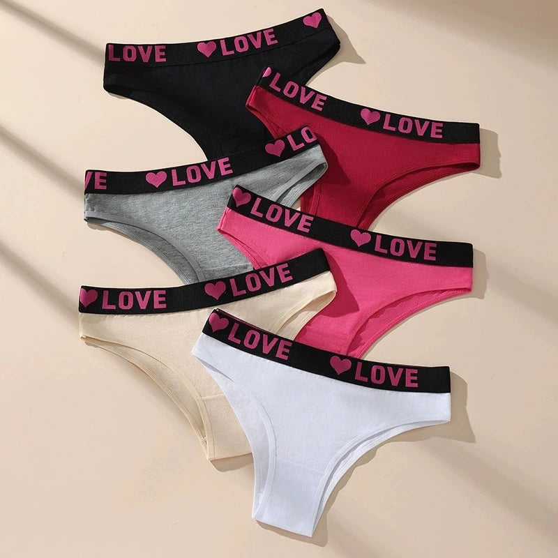 6Pcs Sexy Women Panties Soft Cotton Underpants Black Underwear Girls Briefs Female Breathable Stretch Panty Female Lingerie XS-L