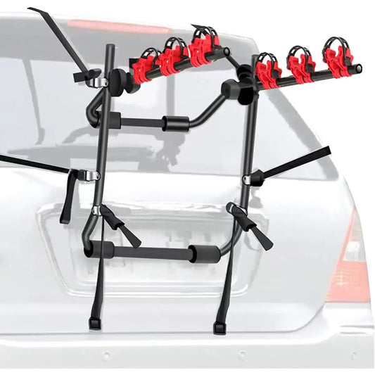 3-Bicycle Sturdy Arm Trunk Mount Bike Carrier Rack Hatchback Rear Holder for AUTO SUV & Car /Roof Rack