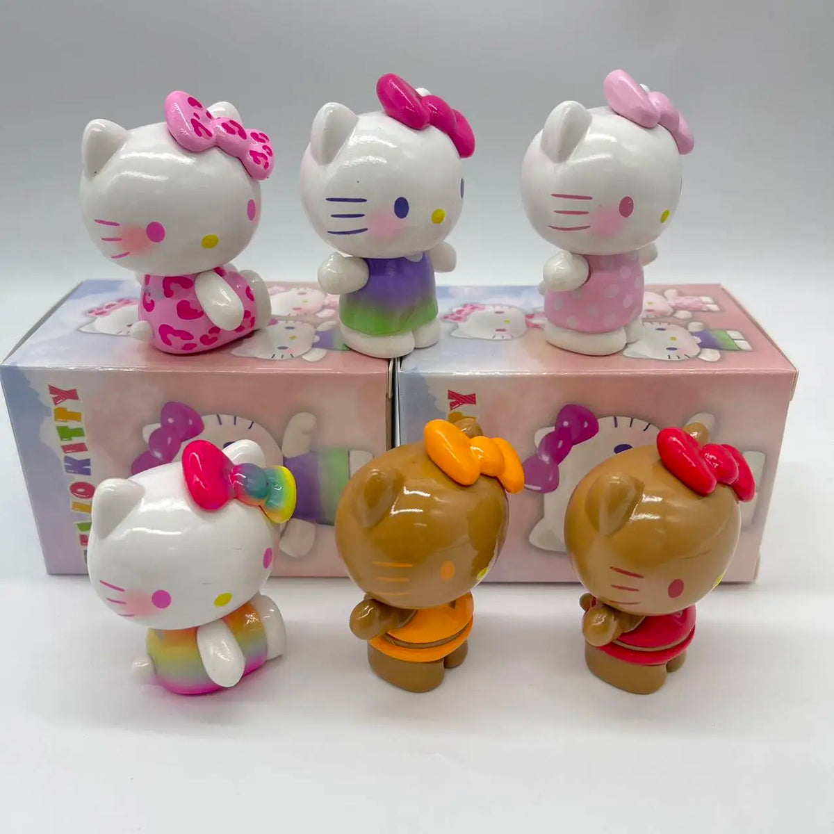 Kt Cat Summer Rainbow Candy Series Blind Box Mini Action Figure Cute Desktop Decor Display Collectible Toys Kids Festival Gifts