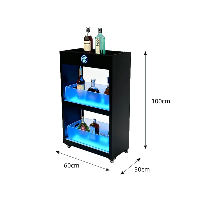 Mobile Stainless Steel LED Champagne Wine Rack Bar Lighting Import Liquor Display Cabinet Pub Liquor Display Cabinet