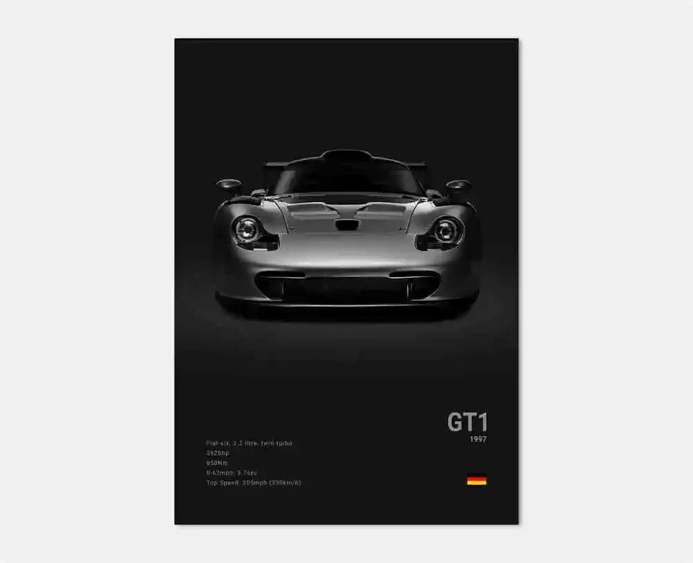 Pop Black and White Germany Luxury Super Sport Car Poster Aesthetic 911 GT3 RS Turbo Canvas Print for Wall Art Garage Room Decor