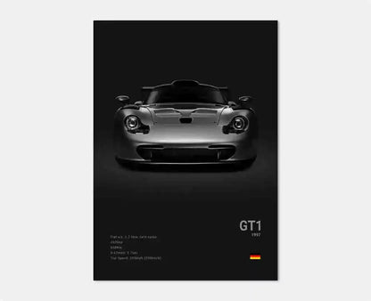 Pop Black and White Germany Luxury Super Sport Car Poster Aesthetic 911 GT3 RS Turbo Canvas Print for Wall Art Garage Room Decor