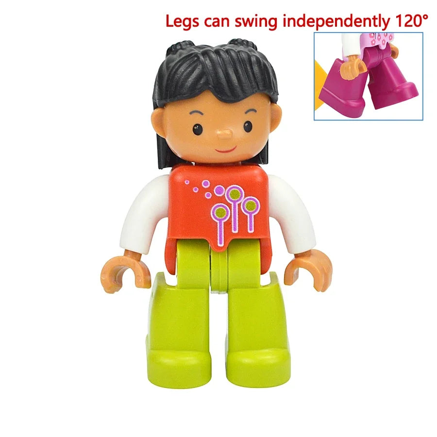 Figures Dolls Big Size Building Blocks Family Action Workers Doctor Police Farmer Compatible Large Bricks Duploes Kid Toys