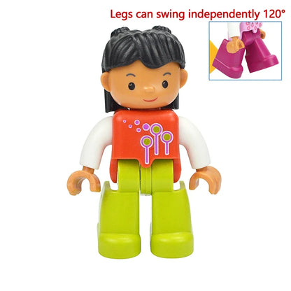 Figures Dolls Big Size Building Blocks Family Action Workers Doctor Police Farmer Compatible Large Bricks Duploes Kid Toys